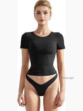 Double Lined Fitted Crop Top, Buttery Soft, Y2K Style, Recycled Material